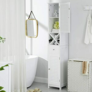 VASAGLE Koupelnová skříňka vysoká úzká bílá 32 x 170 x 30 cm